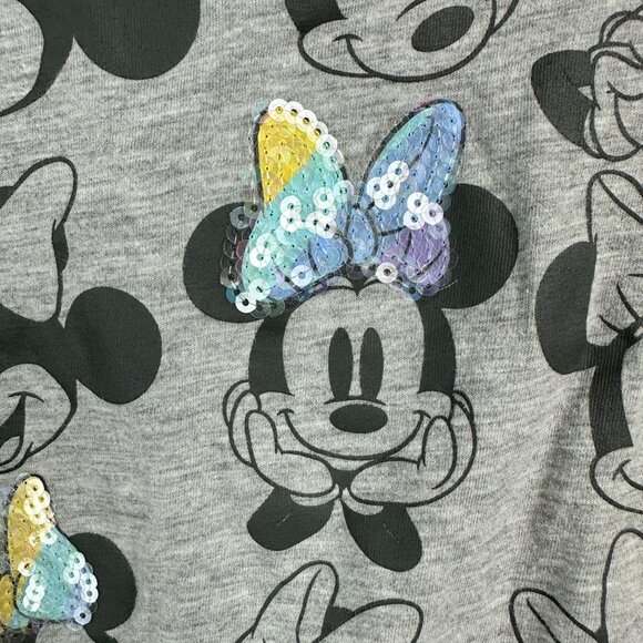 Disney Girls Tee 1416 Minnie Mouse Graphic Sequins Tie Front Follow Your Rainbow - Picture 4 of 7